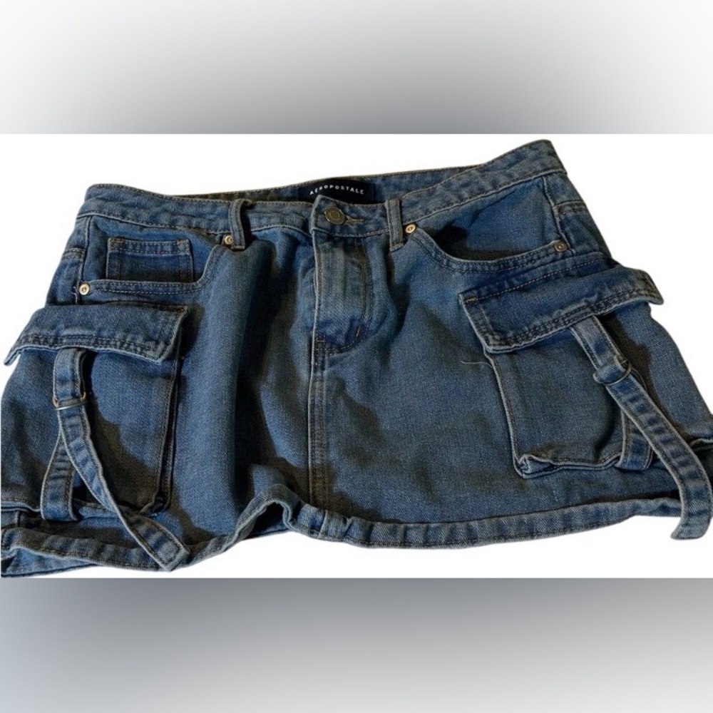 Aeropostale Blue Denim Cargo Mini Skirt